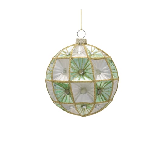 Melrose Green & Silver Glass Ornament Set